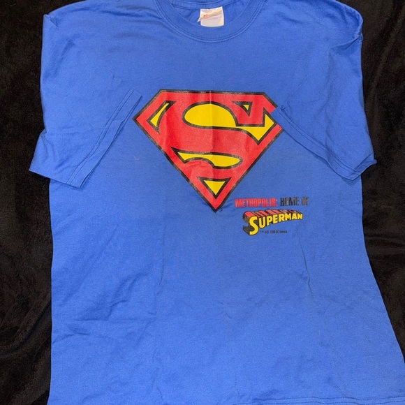 Blue Superman Logo T-Shirt size large - Picture 1 of 14